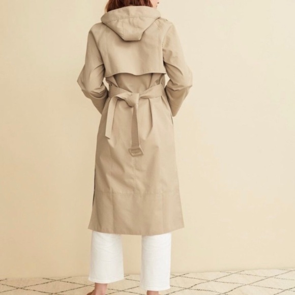 NEW Jenni Kayne Raincoat Trench Coat Long Coat Belted Khaki Tan Large - Picture 7 of 10